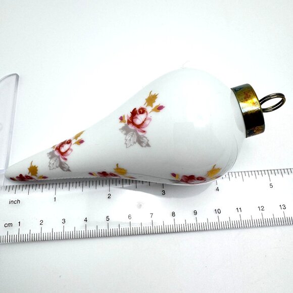 Floral Teardrop Set of 3 Christmas Holiday Ornament Hand Painted Gold Top  5.5" - Picture 3 of 10